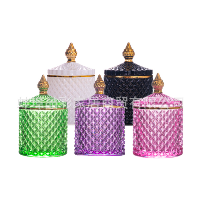 Candle Making Glass - Stained Glass Storage Jar with Lid