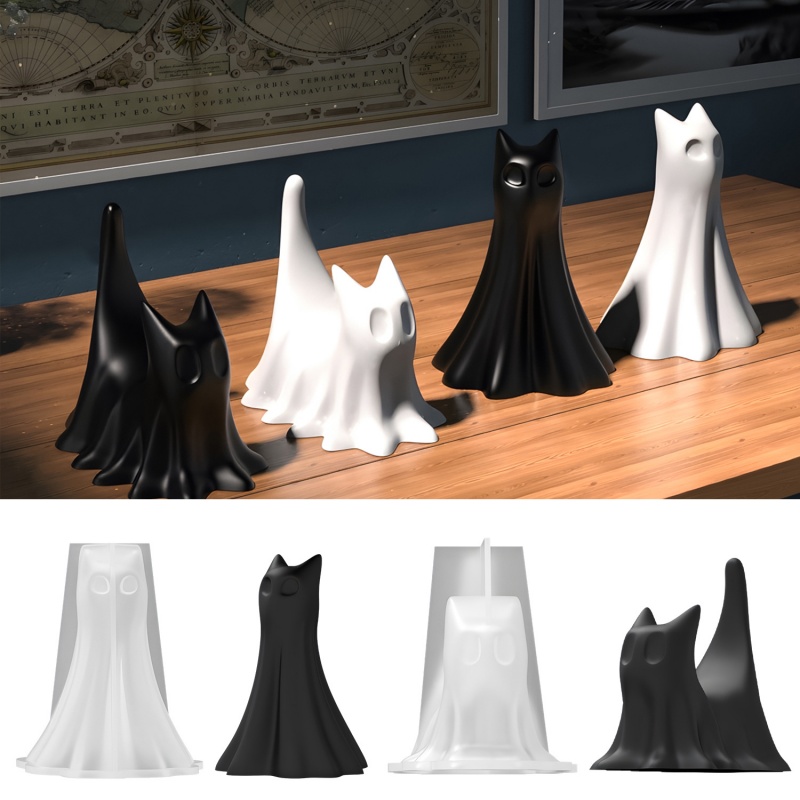 Ghost Cat Halloween Desktop Or - Candle Making Moulds ulasan dan harga