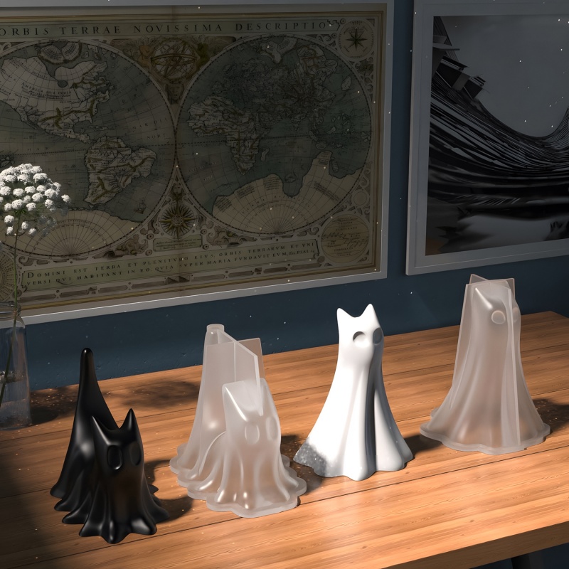 Ghost Cat Halloween Desktop Or - Candle Making Moulds ulasan dan harga