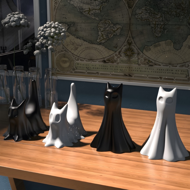 Ghost Cat Halloween Desktop Or - Candle Making Moulds ulasan dan harga