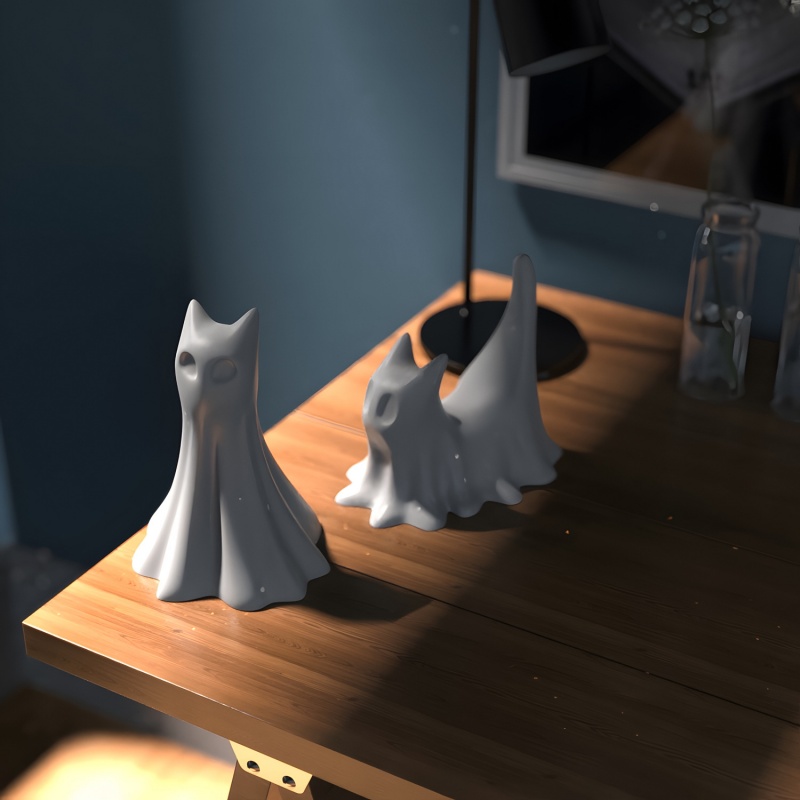 Ghost Cat Halloween Desktop Or - Candle Making Moulds ulasan dan harga