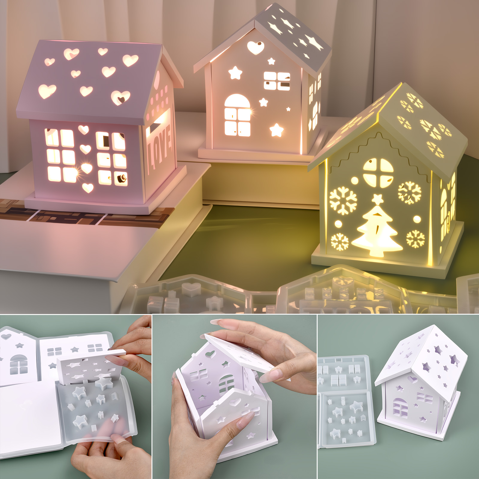 3D House Silicone Mold DIY Chr - Candle Making Moulds ulasan dan harga