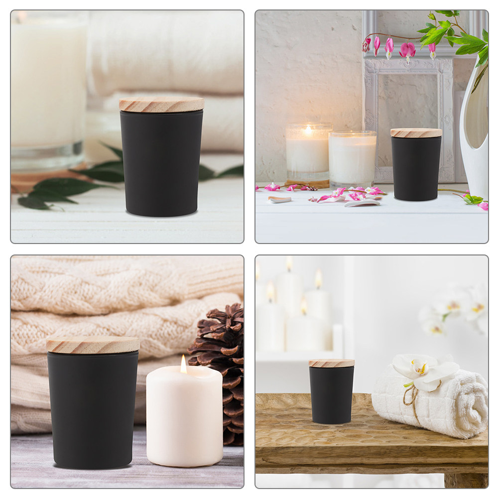 2Sets Glass Jars with Wooden L - Candle Making Homewood ulasan dan harga