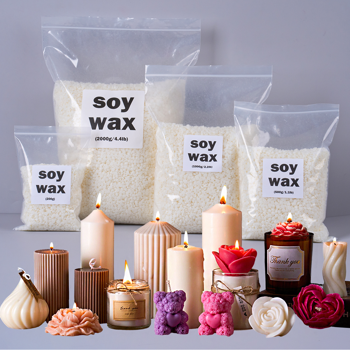 200g/500g/1000g/2000g Soy Wax  - Candle Making Material Wholesale ulasan dan harga