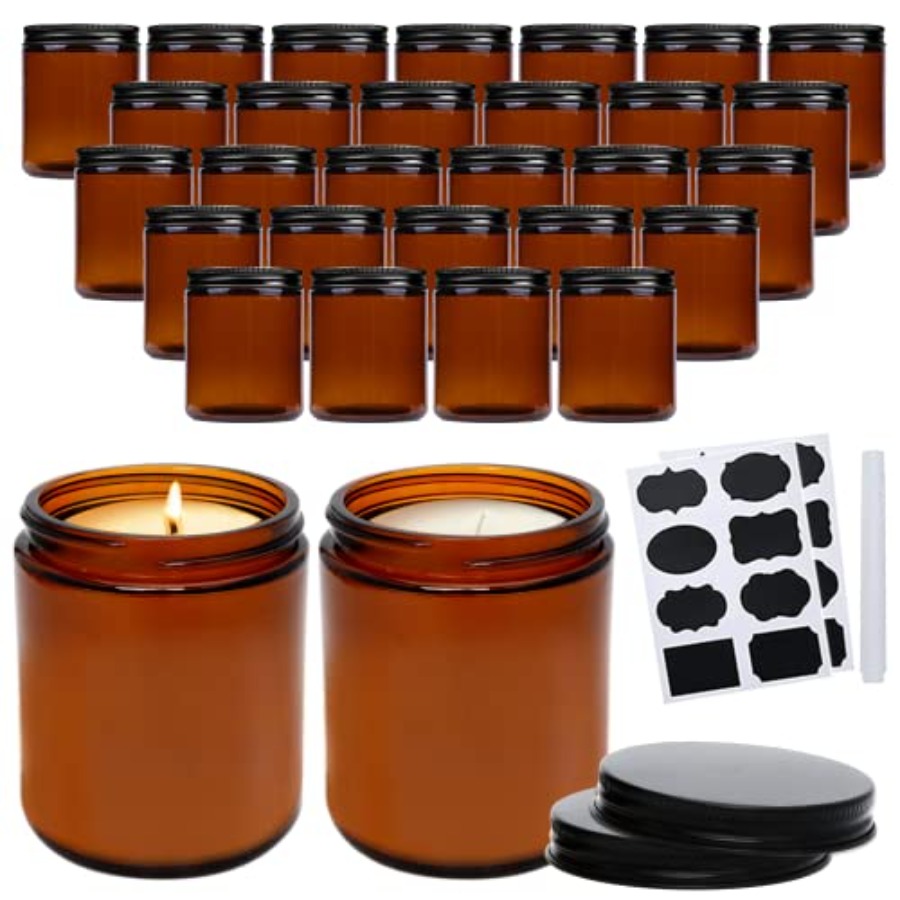 8oz Amber Candle Jars Set of 3 - Candle Making Glass ulasan dan harga